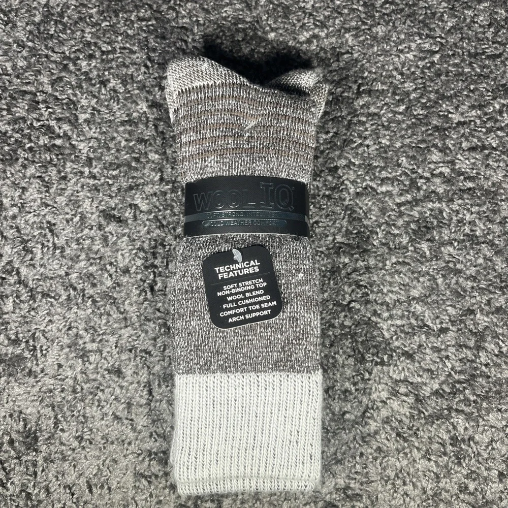 Will Iq Comfort Wool Blend Large Size 10‎ To 13 Men's Socks 2 Pack Gray/Brown